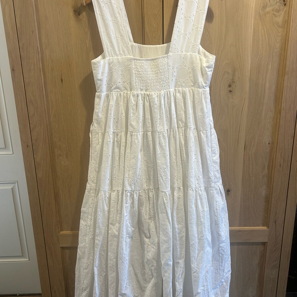 Anthropologie White Eyelet Smocked Somerset Midi Dress - Picture 5 of 8